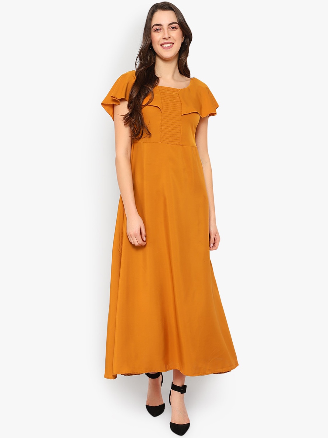 

Indietoga Women Mustard Yellow Solid Maxi Dress