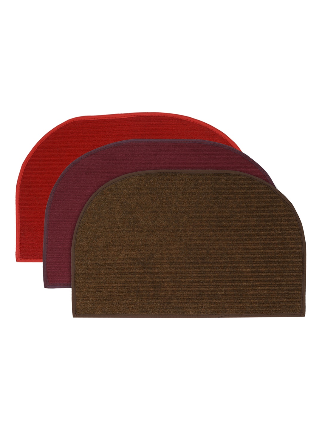 

Kuber Industries Set of 3 Solid Anti-Skid Doormats, Red