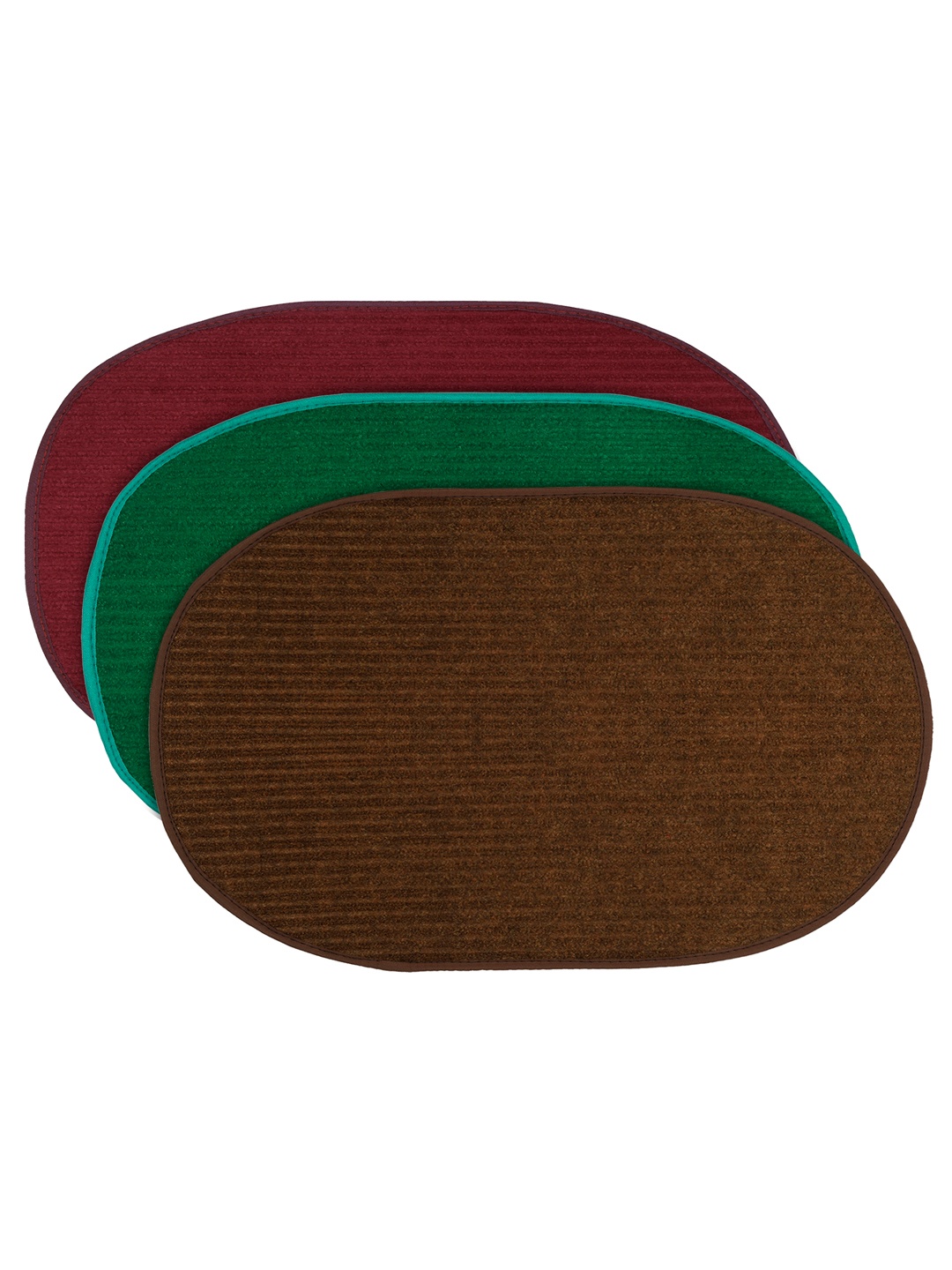 

Kuber Industries Set of 3 Multicooloured Solid Anti-Skid Doormats, Maroon