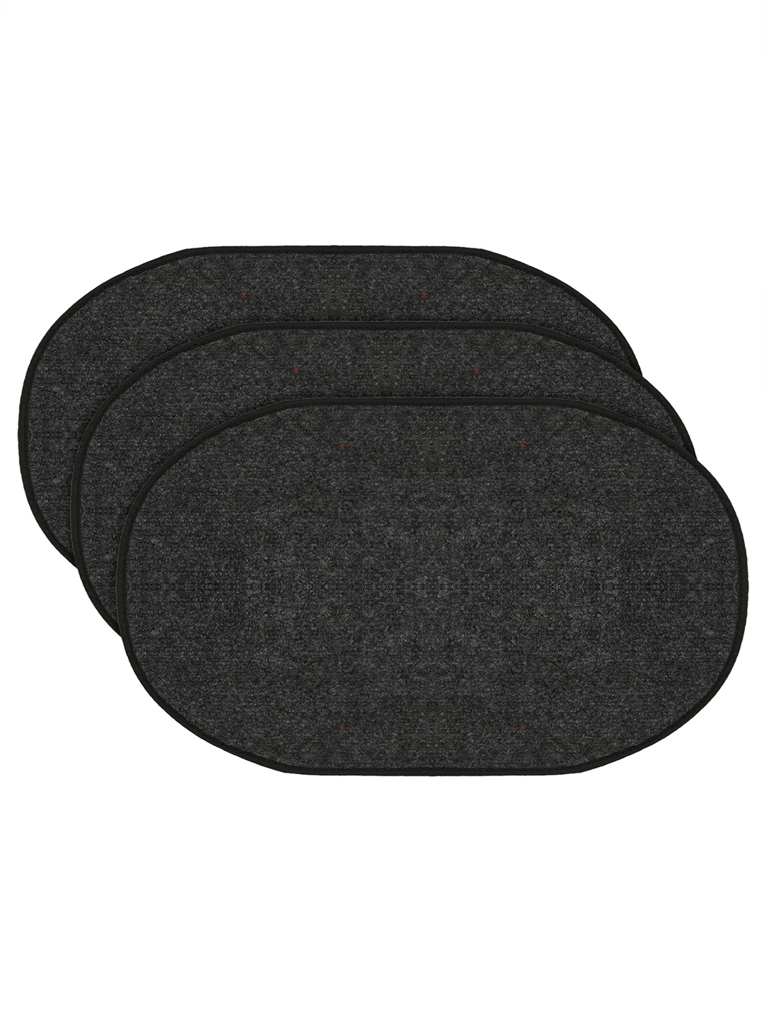 

Kuber Industries Set Of 3 Grey Solid Oval Anti-Skid Doormats