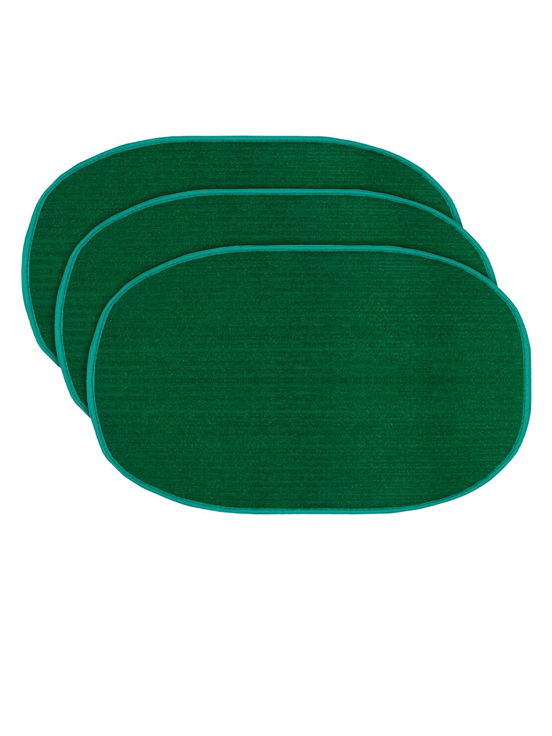 

Kuber Industries Set Of 3 Green Solid Oval Anti-Skid Doormats