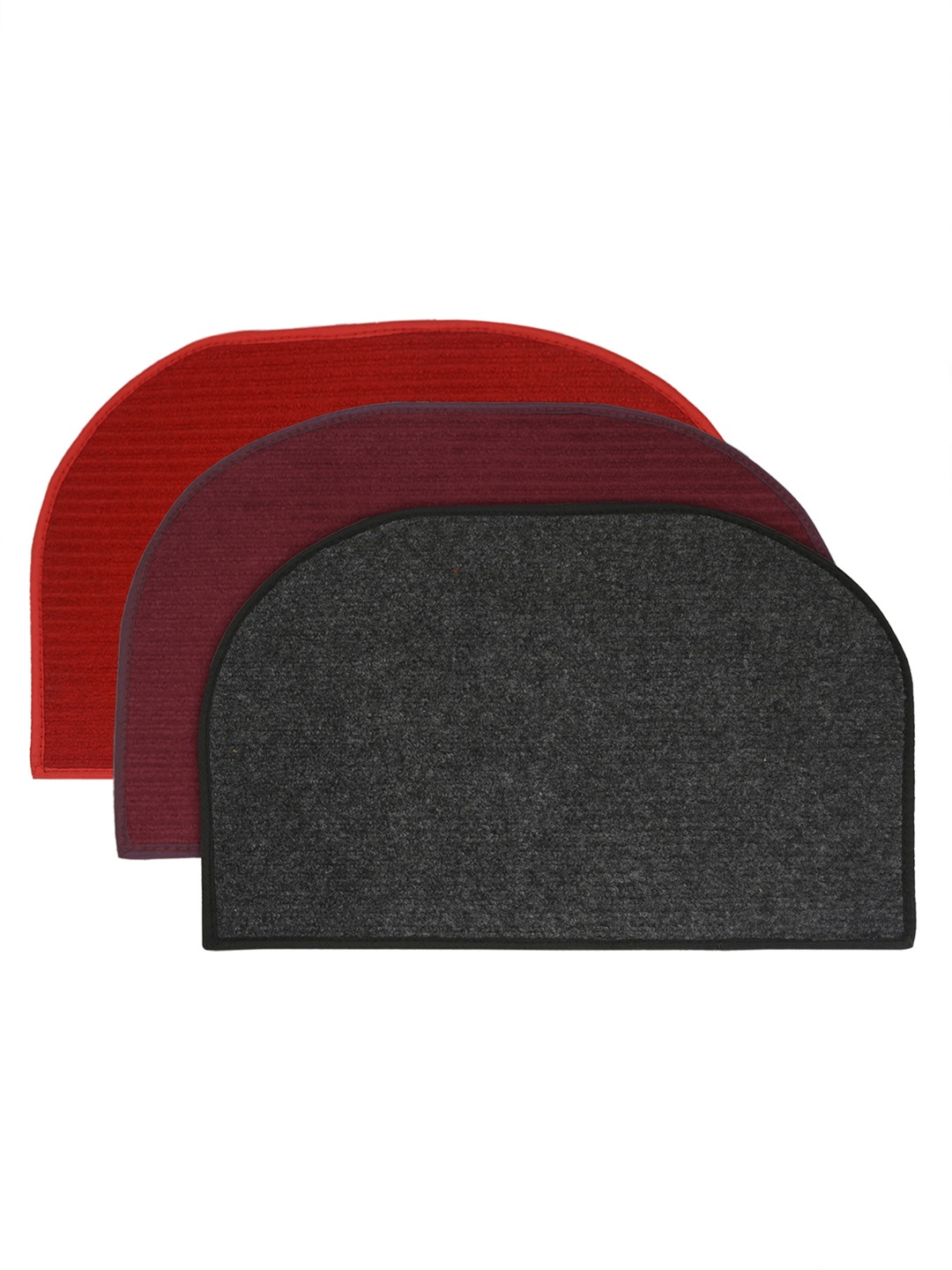 

Kuber Industries Set Of 3 Solid Anti -Skid Doormats, Red