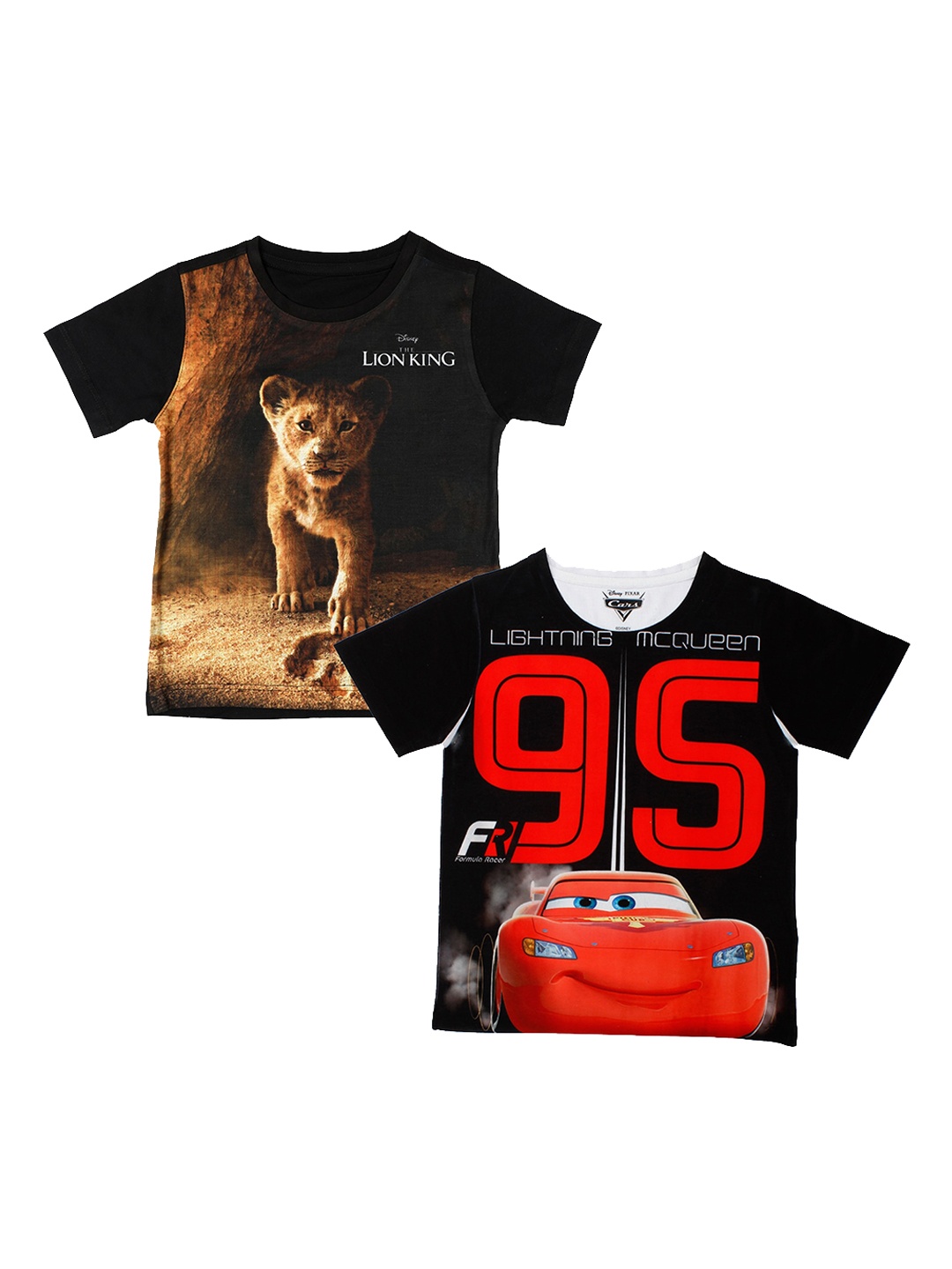 

Disney by Wear Your Mind Boys Pack Of 2 Printed Round Neck T-shirt, Black