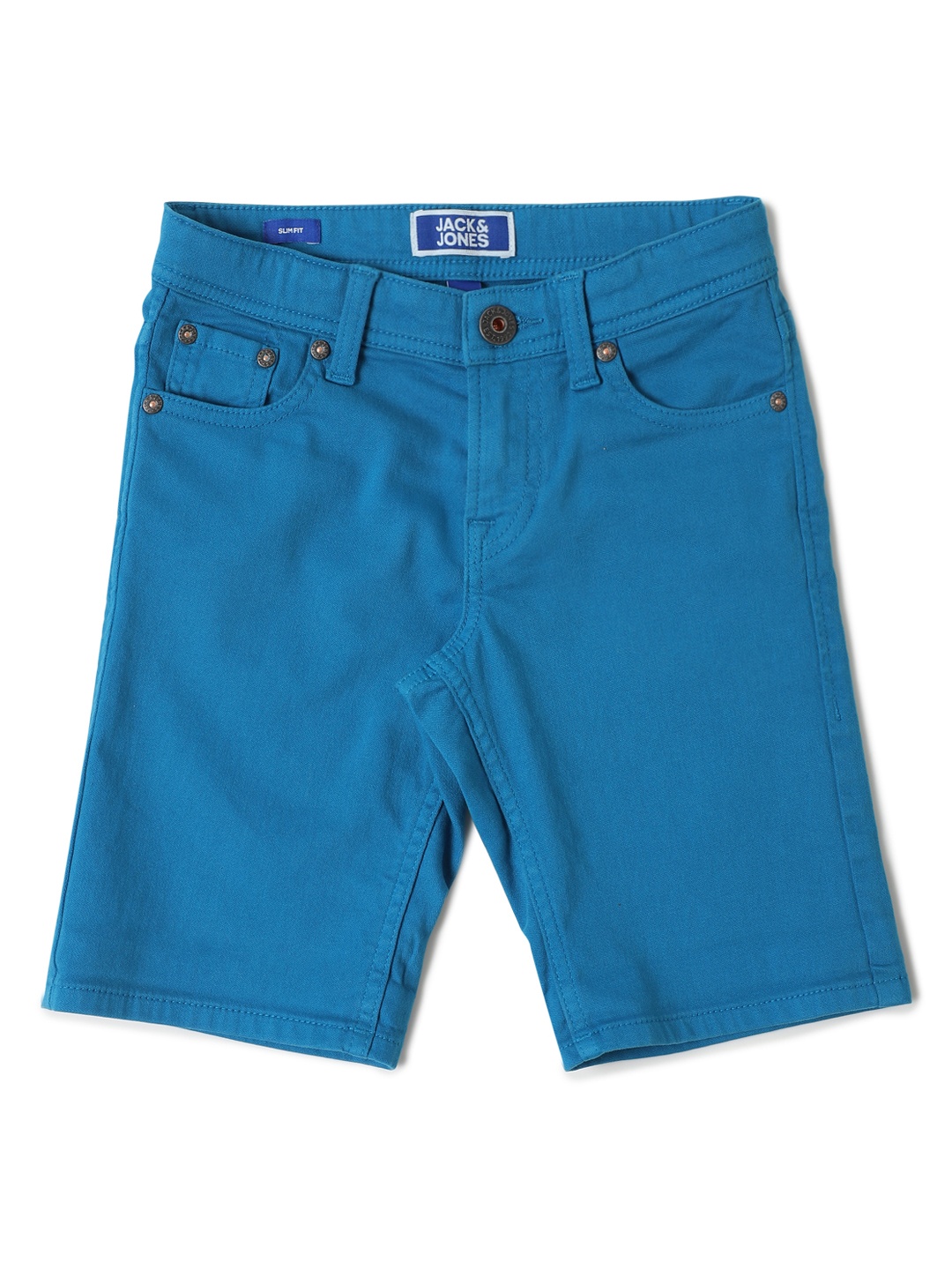 

Jack & Jones Boys Blue Solid Regular Fit JJJR ALVIN 696 Shorts