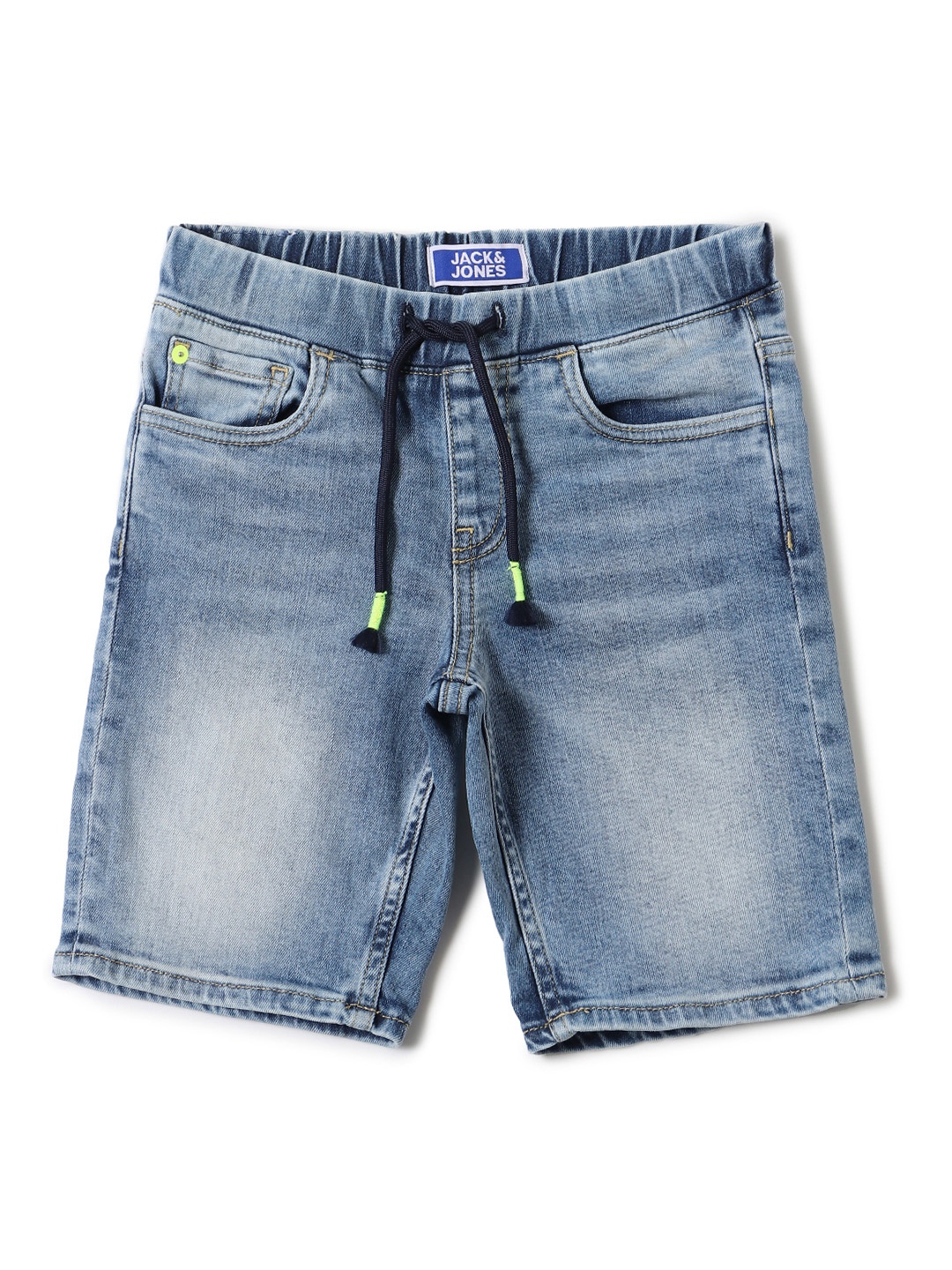 

Jack & Jones Boys Blue Washed Regular Fit JJI RICK ORIGINA Denim Shorts