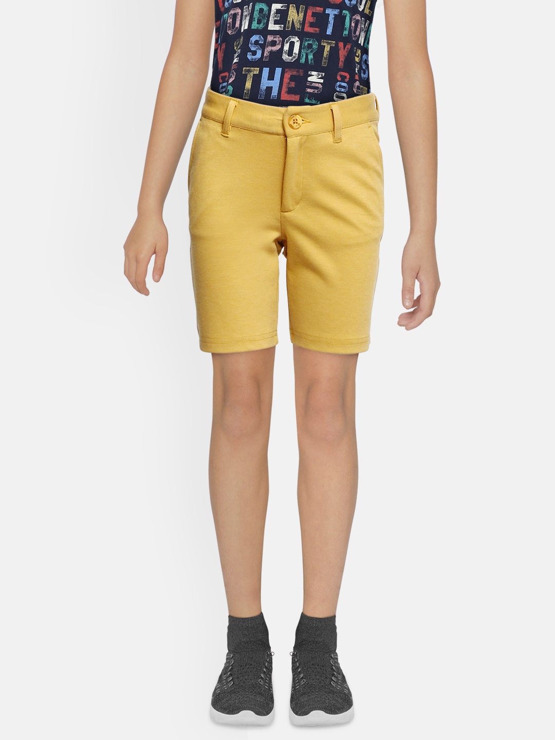 

Jack & Jones Boys Yellow Solid Regular Fit JJI MARCO SANDY CANDY Regular Shorts
