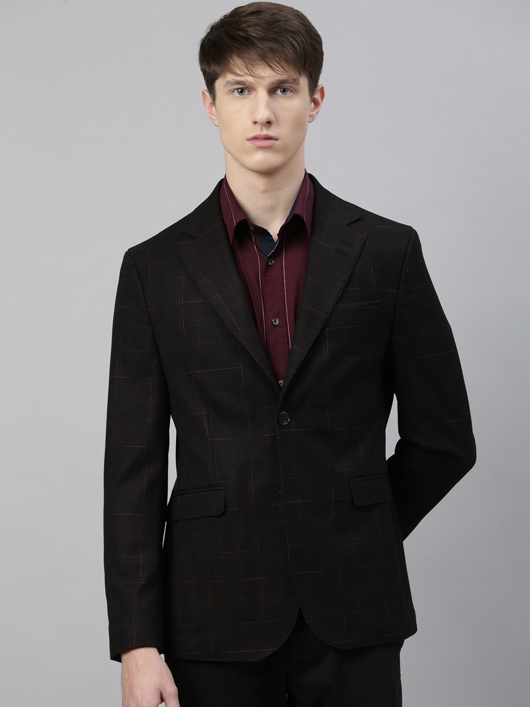

RARE RABBIT Men Rage Slim Fit Single-Breasted Blazer, Black