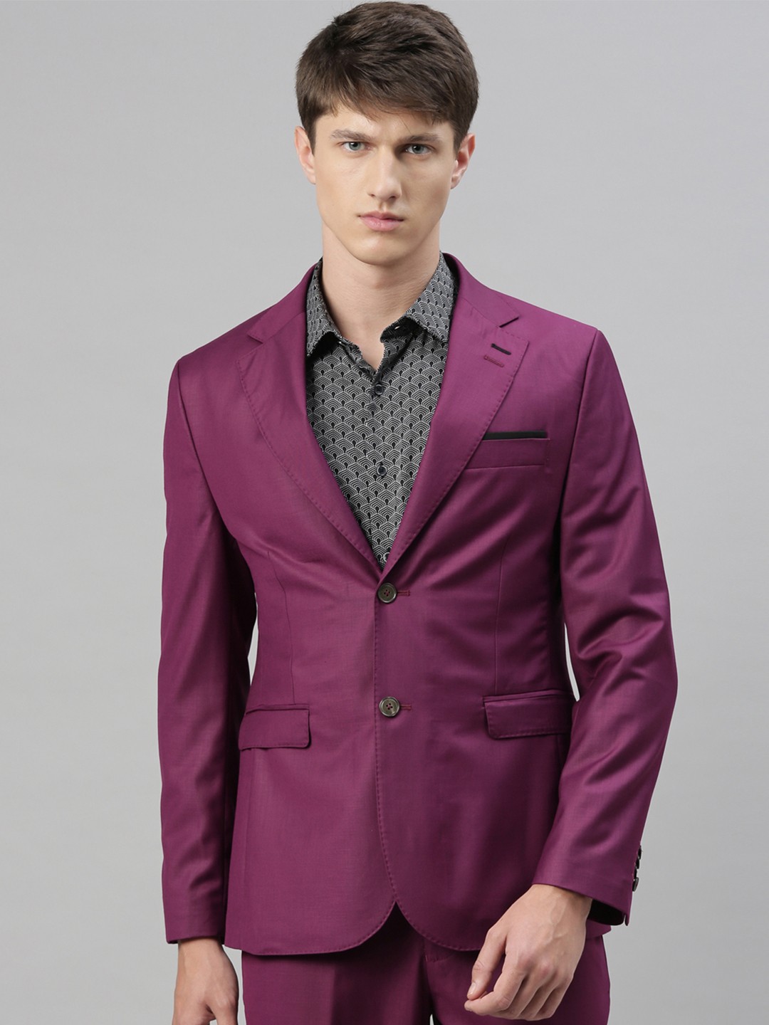 

RARE RABBIT Men Purple Solid Single-Breasted Casual Blazer