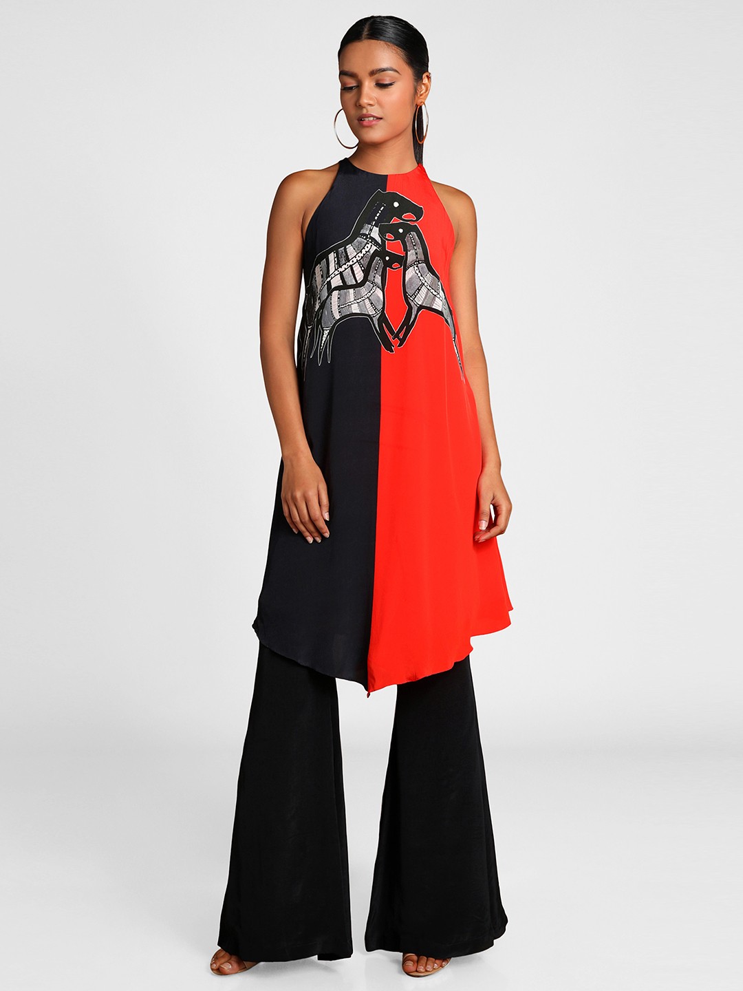 

Masaba Women Black & Red Printed Top with Palazzos