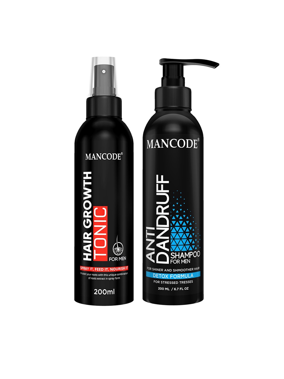 

MANCODE Hair Tonic 200ml & Anti Dandruff Shampoo 200ml (Combo of 2), Black