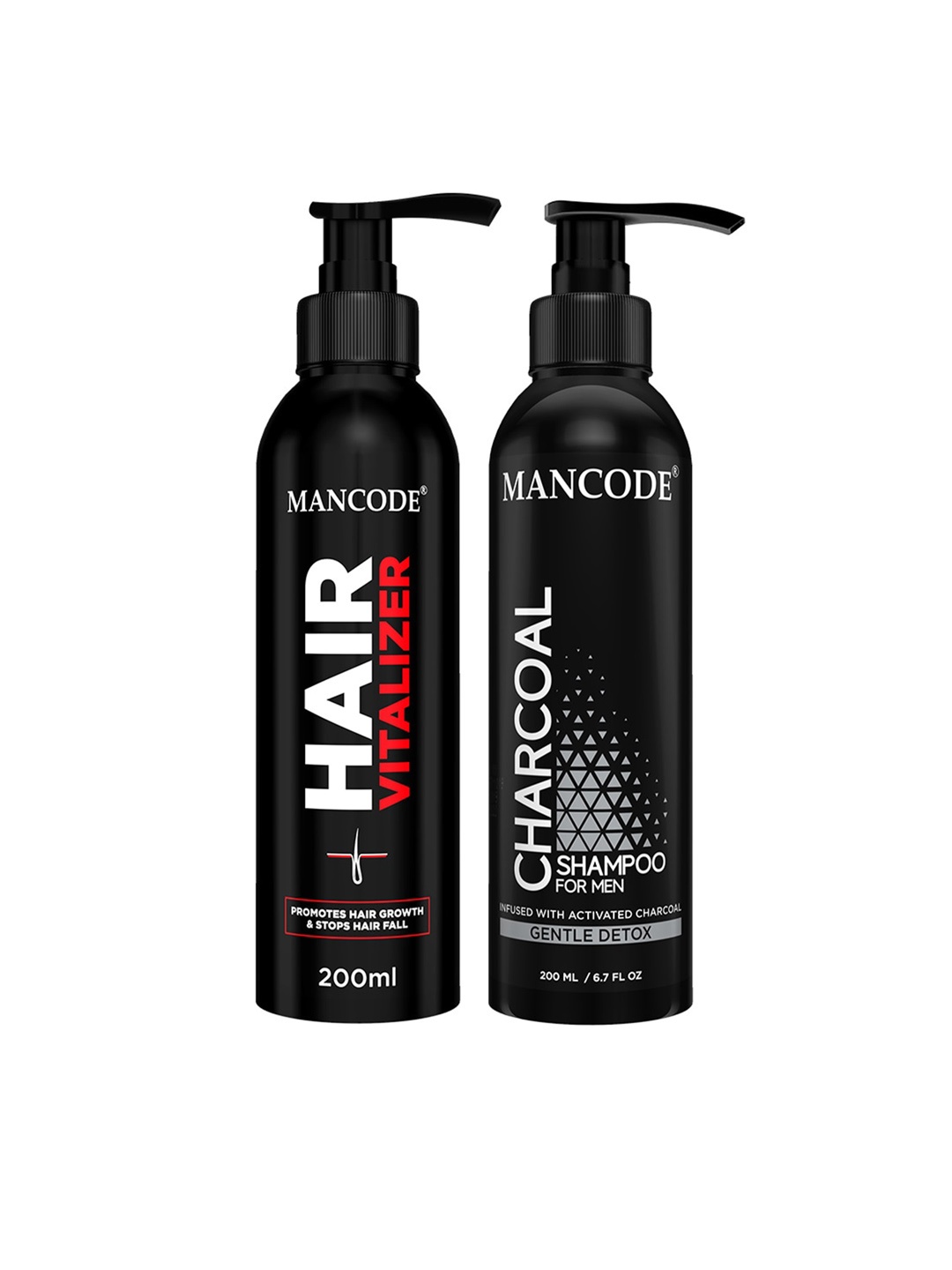

MANCODE Men Hair Vitalizer, 200ml & Charcoal Shampoo, 200ml (Combo of 2), Black
