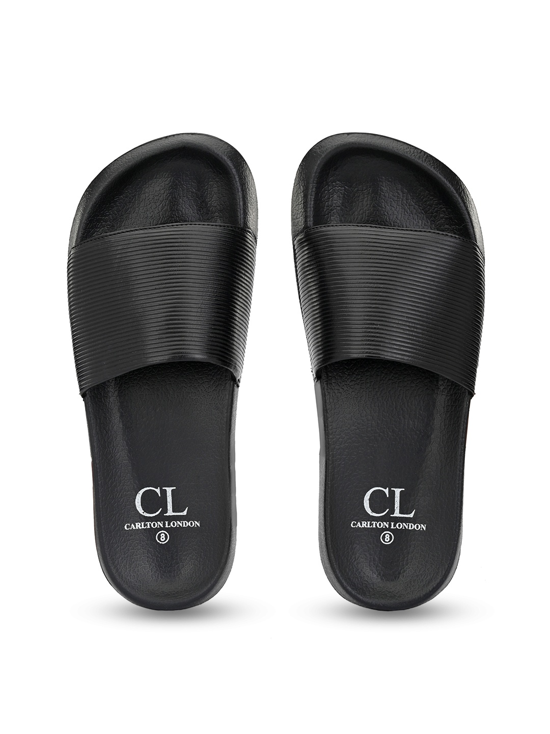 

Carlton London Men Black Striped Sliders