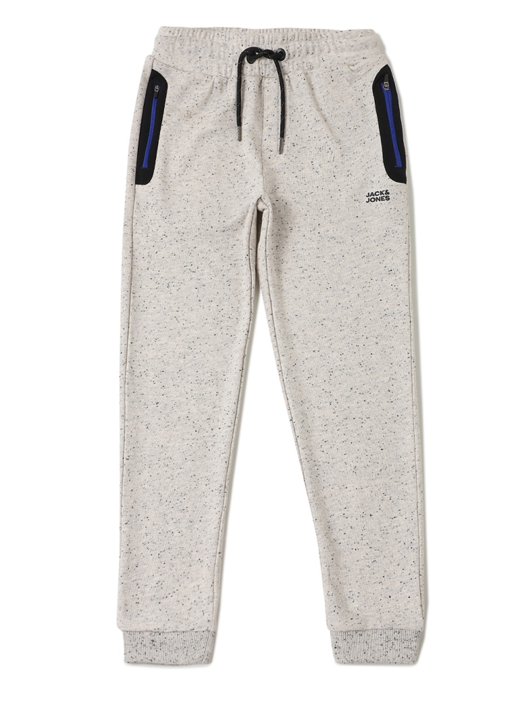 

Jack & Jones Boys Off-White Solid JJI SALVADOR NEPS SW Slim Fit Joggers