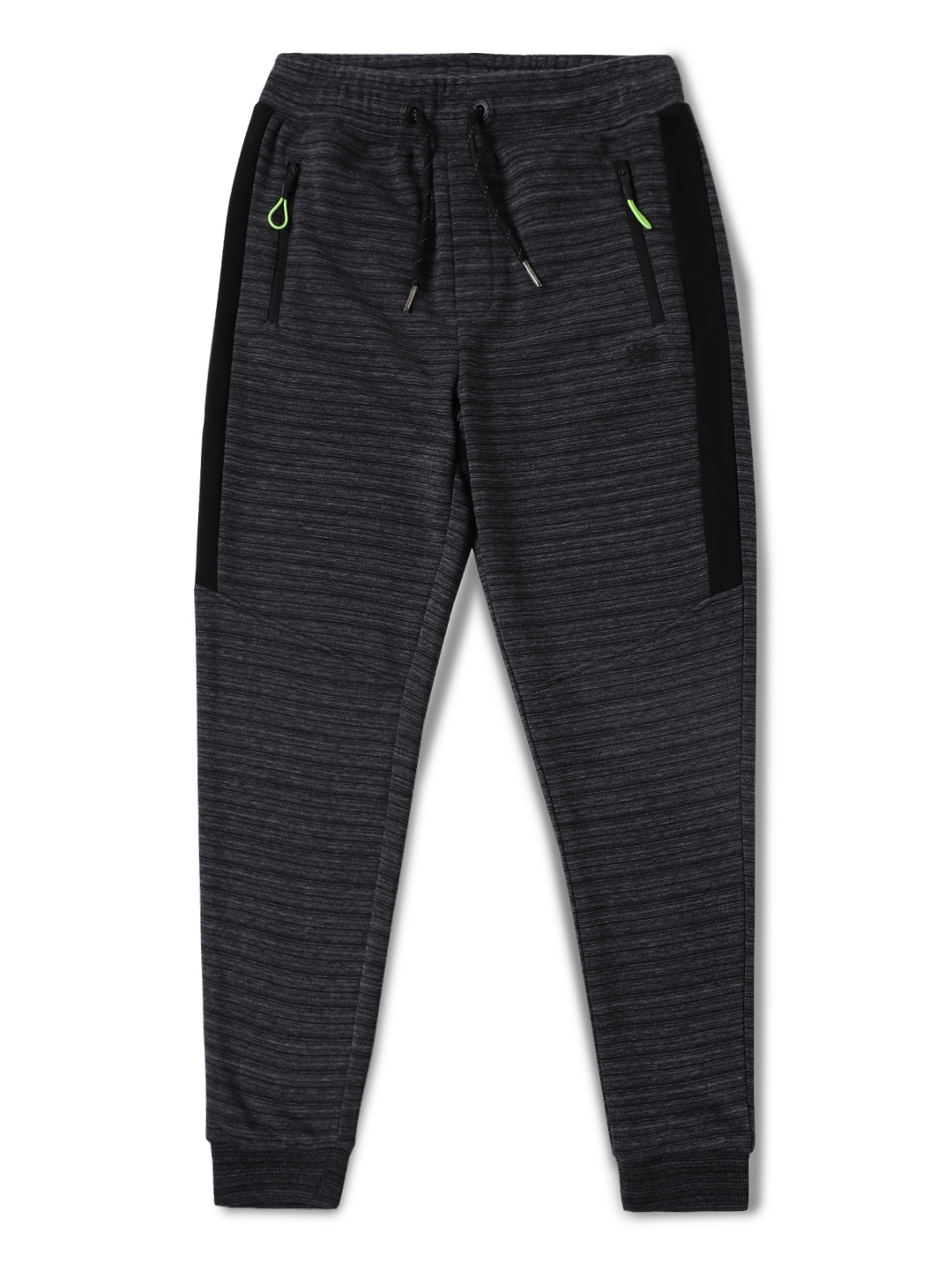 

Jack & Jones Boys Grey Melange Striped JJI LIMA BIKER Slim Fit Pure Cotton Joggers
