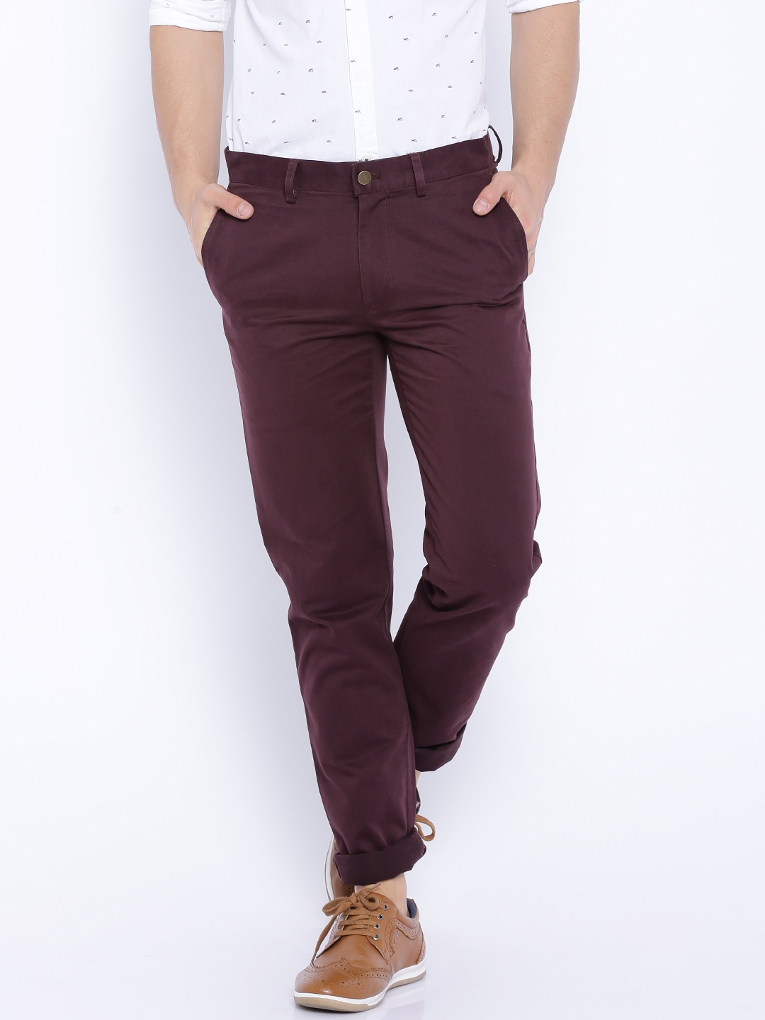 

SUITLTD Men Maroon Slim Fit Solid Chinos
