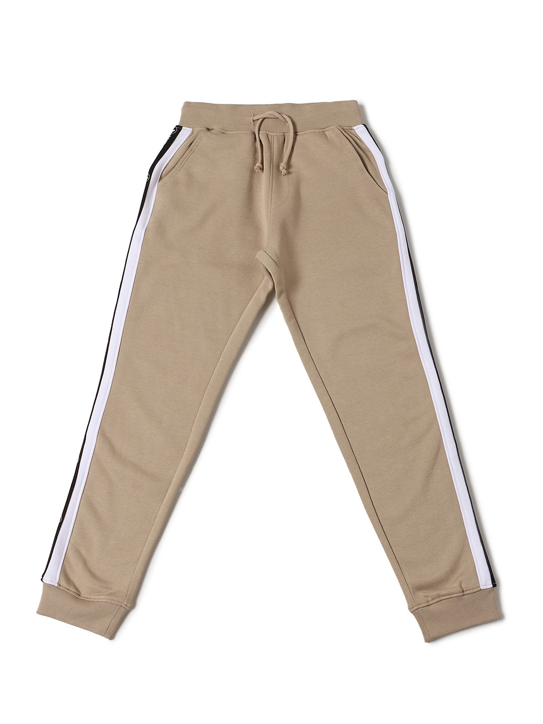 

Jack & Jones Boys Beige Solid Slim Fit Cotton Joggers