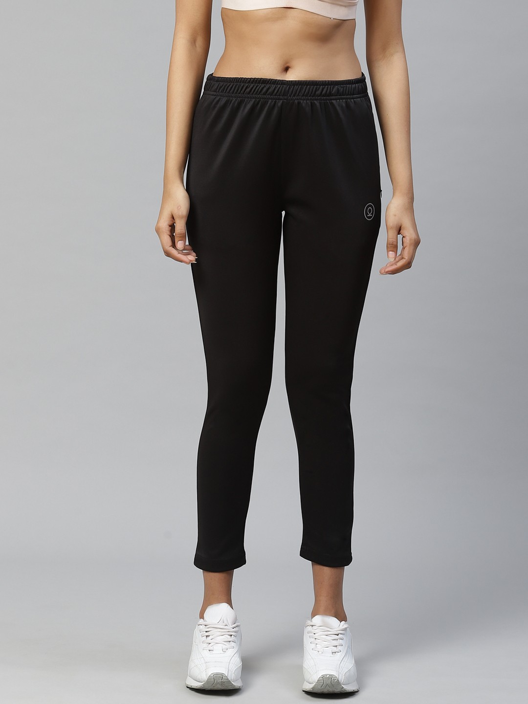 

CHKOKKO Women Black Solid Slim Fit Workout Track Pants