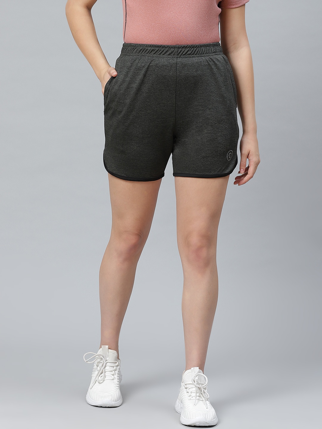 

CHKOKKO Women Olive Green Solid Running Shorts