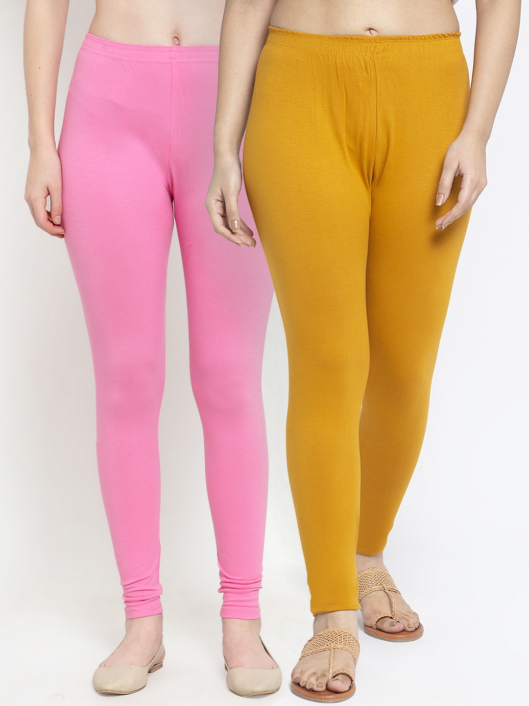 

GRACIT Women Pack Of 2 Solid Leggings, Pink