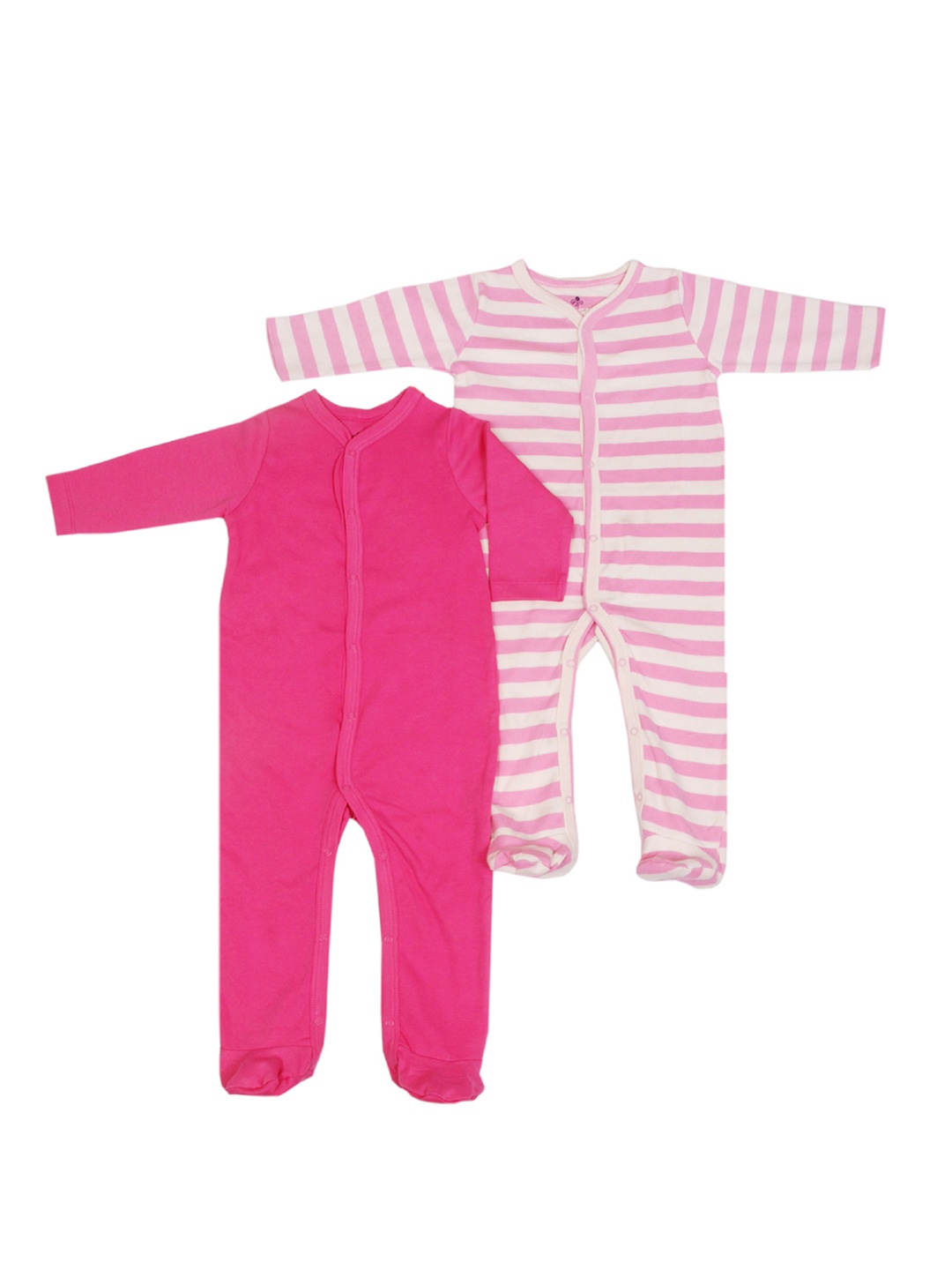 

candy cot Infant Girls Pink Printed Cotton Sleepsuits Pack of 2