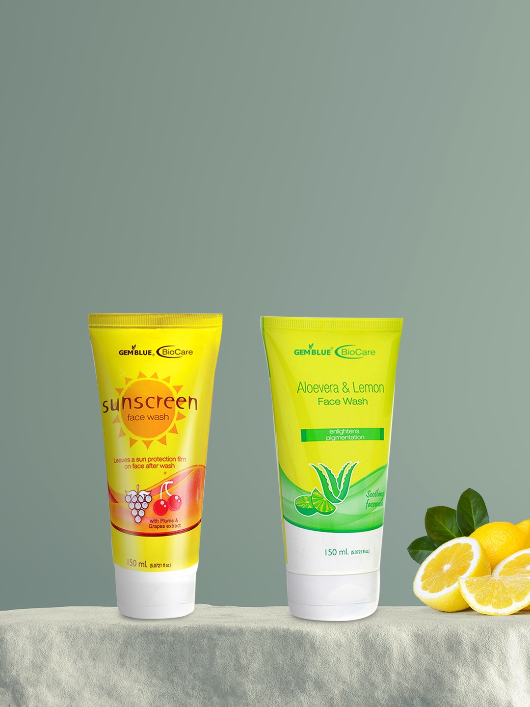 

GEMBLUE BIOCARE ALOEVERA FACE WASH, 150ML & SUNSCREEN FACE WASH (COMBO OF 2), Green