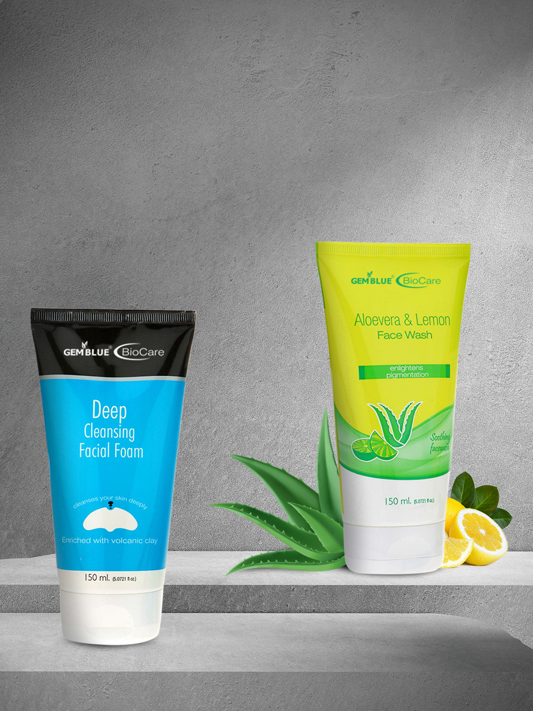 

GEMBLUE BioCare Unisex Combo of 2 Aloevera Face Wash & Deep Cleansing Facial Foam, 150ML, Green
