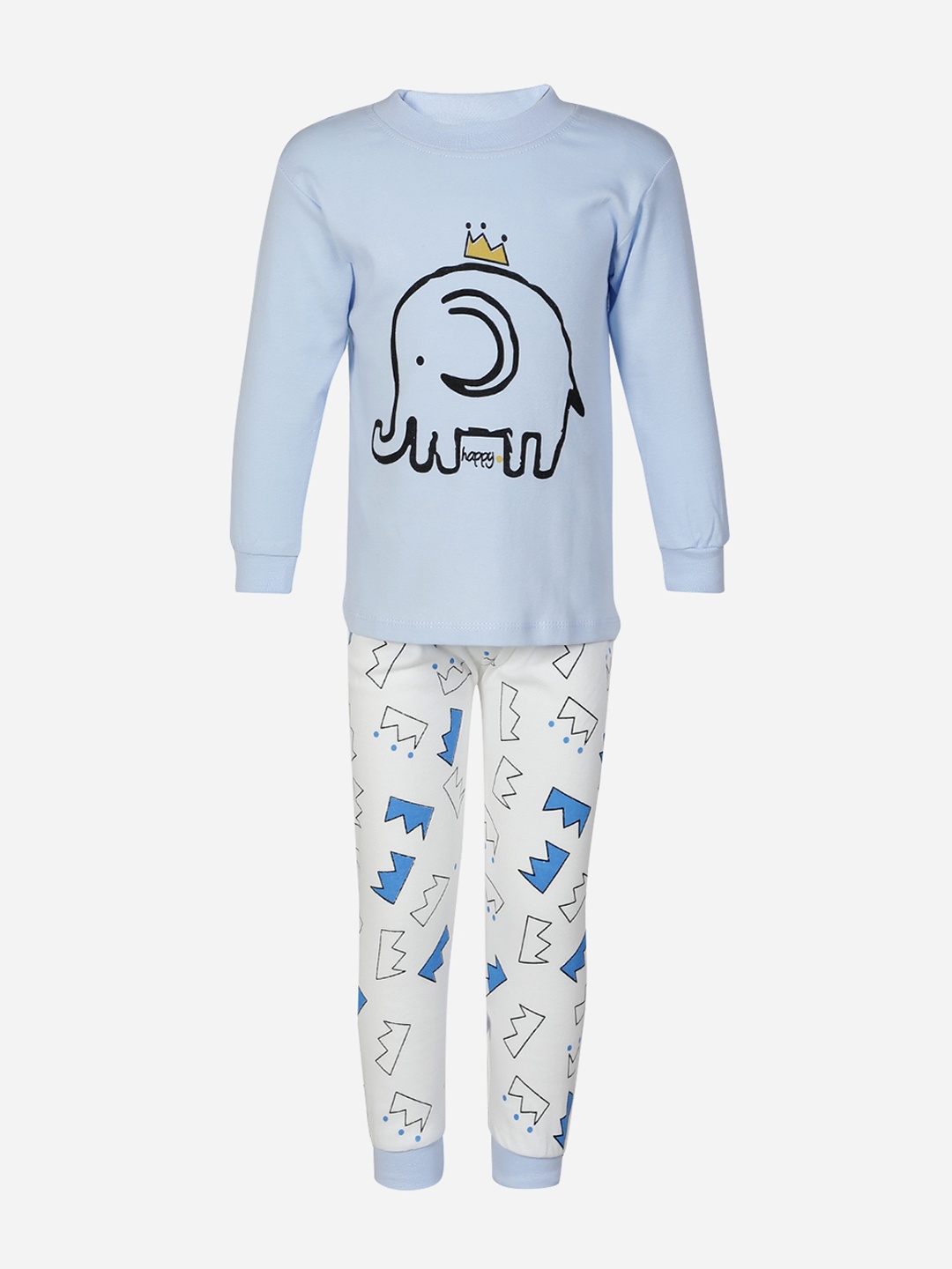 

PASSION PETALS Boys Blue & White Printed Night suit