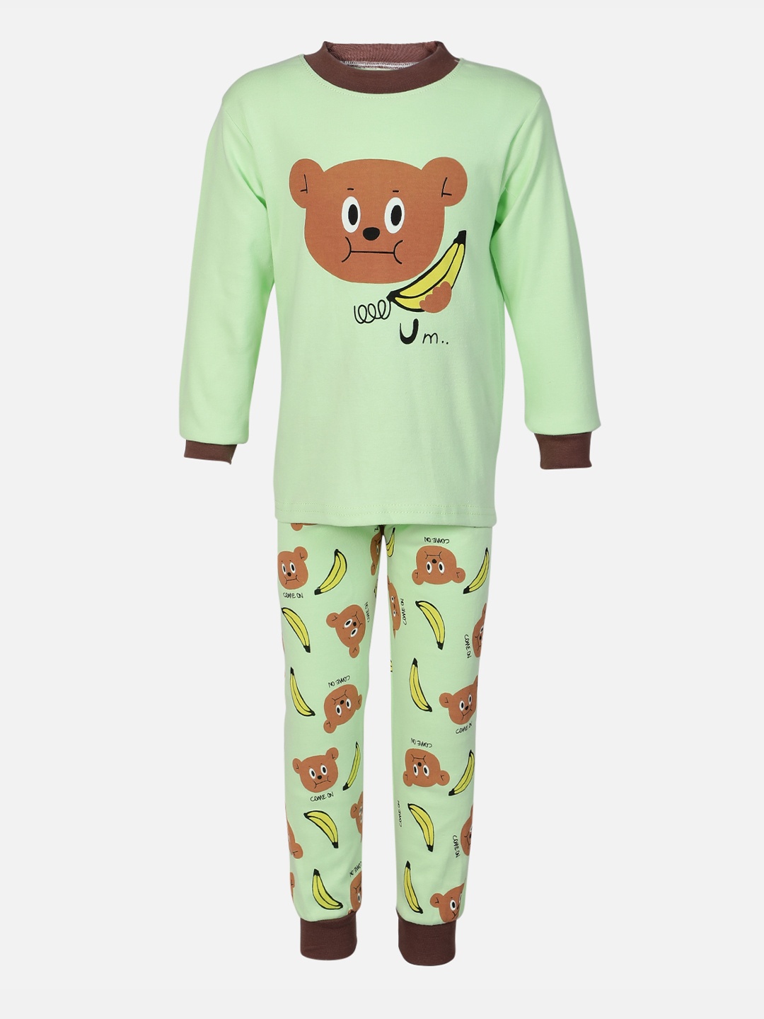 

PASSION PETALS Unisex Kids Green Printed Night suit