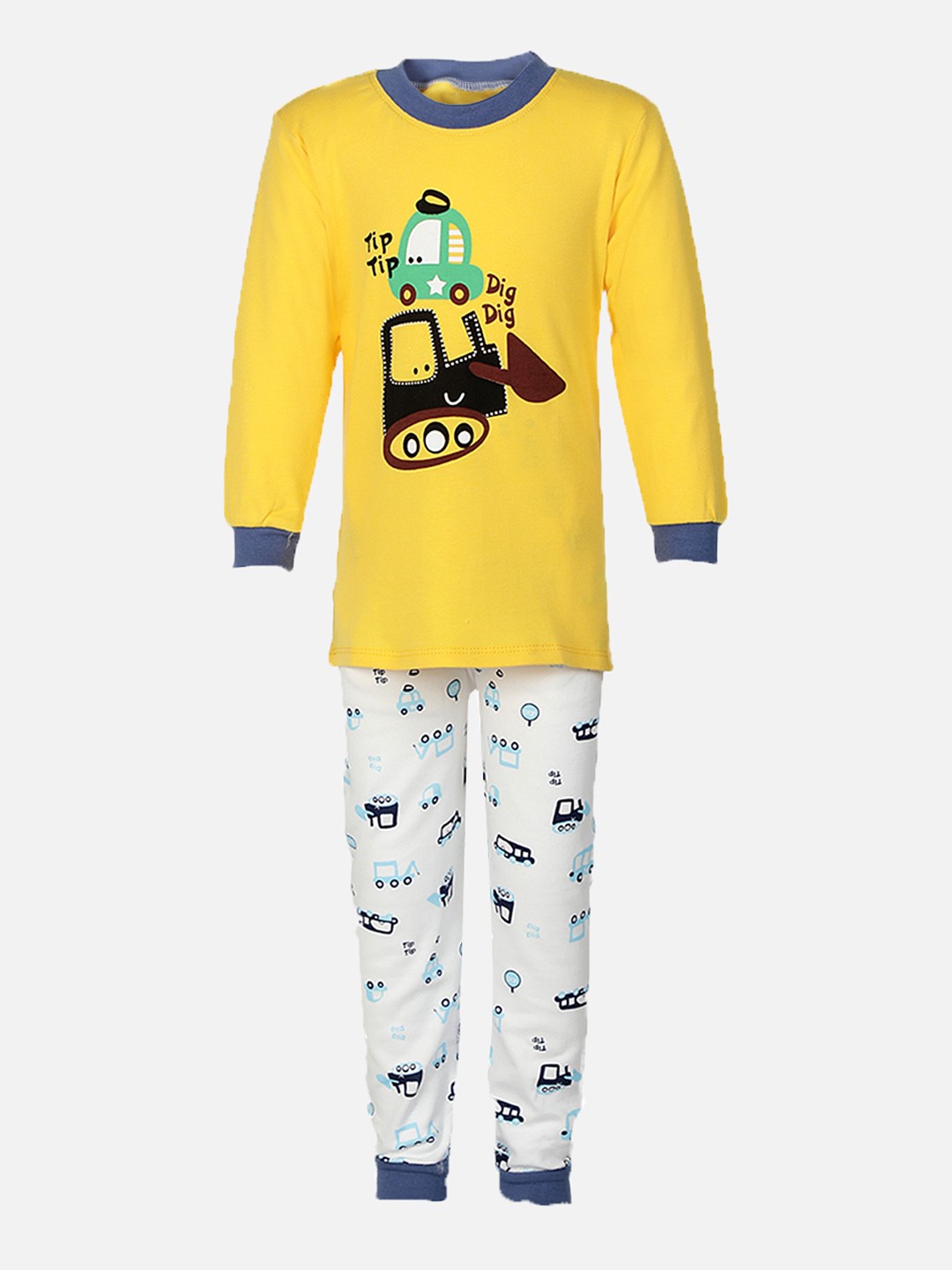 

PASSION PETALS Unisex Kids Yellow & White Printed Night suit