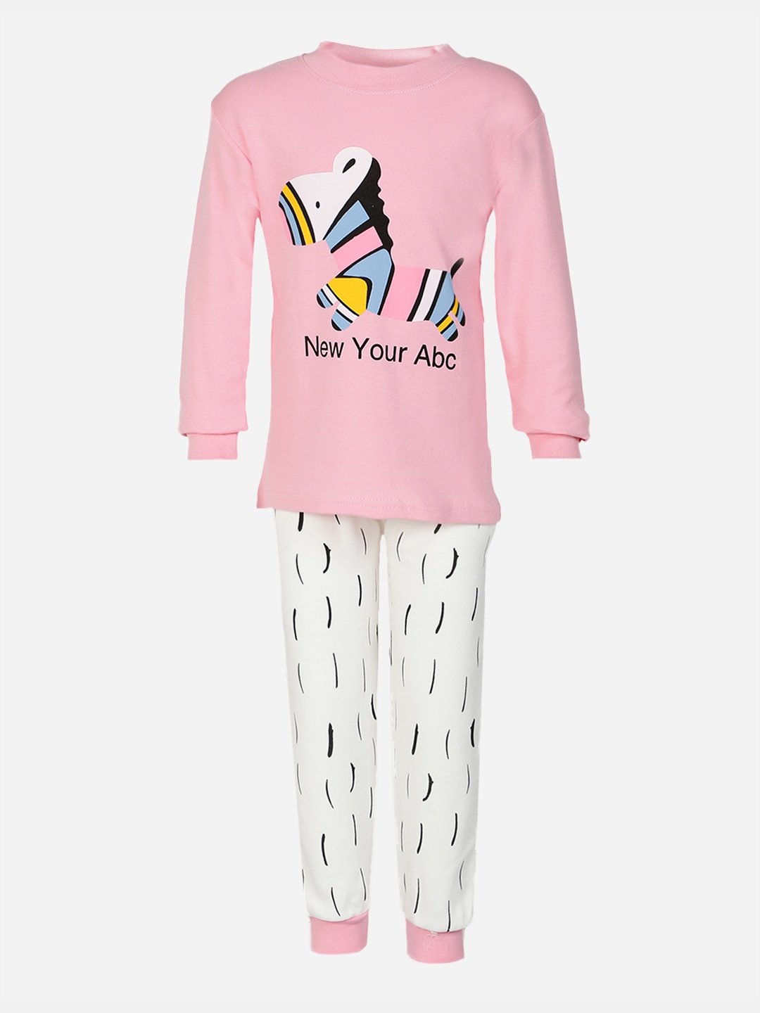 

PASSION PETALS Girls Pink & White Printed Night suit