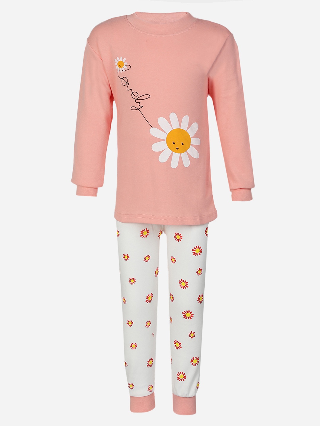 

PASSION PETALS Girls Pink & White Printed Night suit