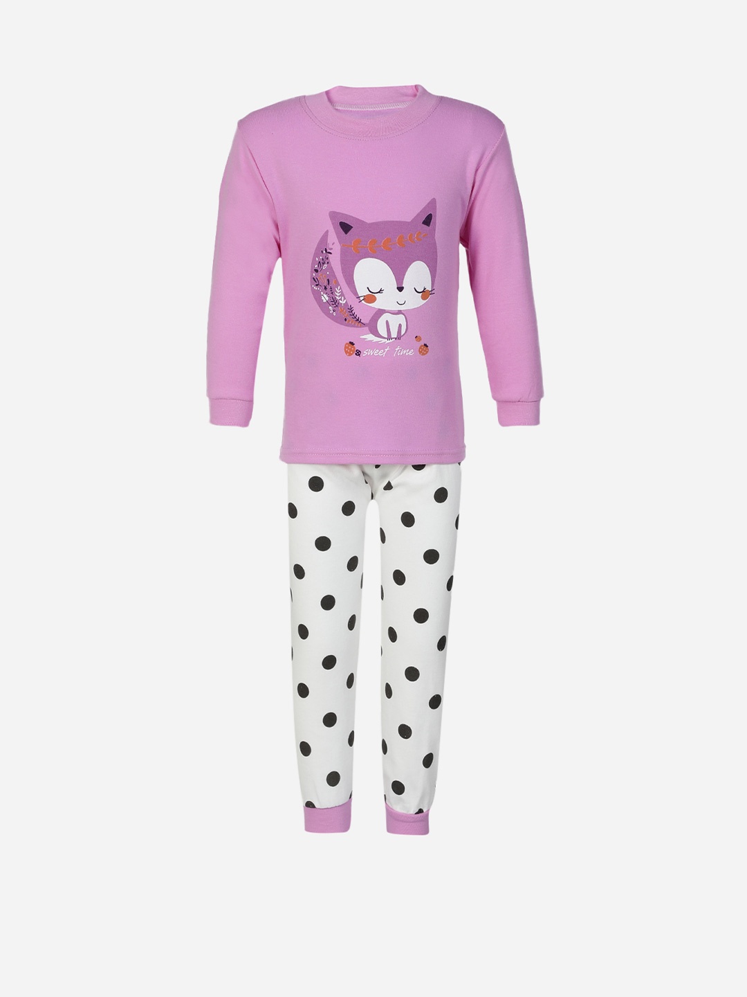 

PASSION PETALS Unisex Kids Purple Printed Night suit