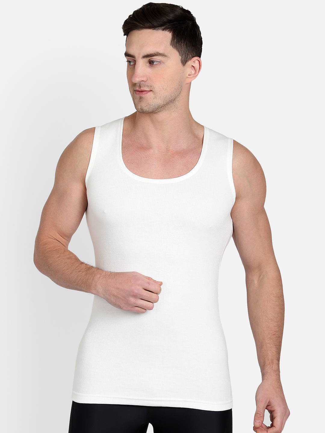 

DYCA Men Off-White Sleeveless Thermal T-shirt