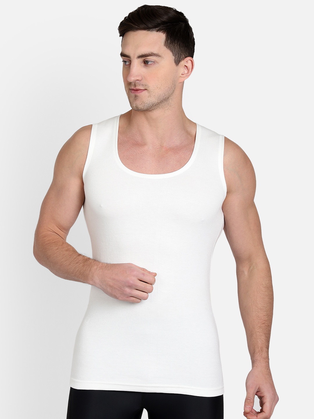 

DYCA Men Off-White Sleeveless Thermal T-shirt