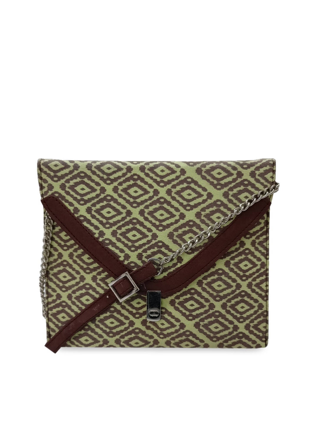

Spice Art Green & Brown Printed Clutch