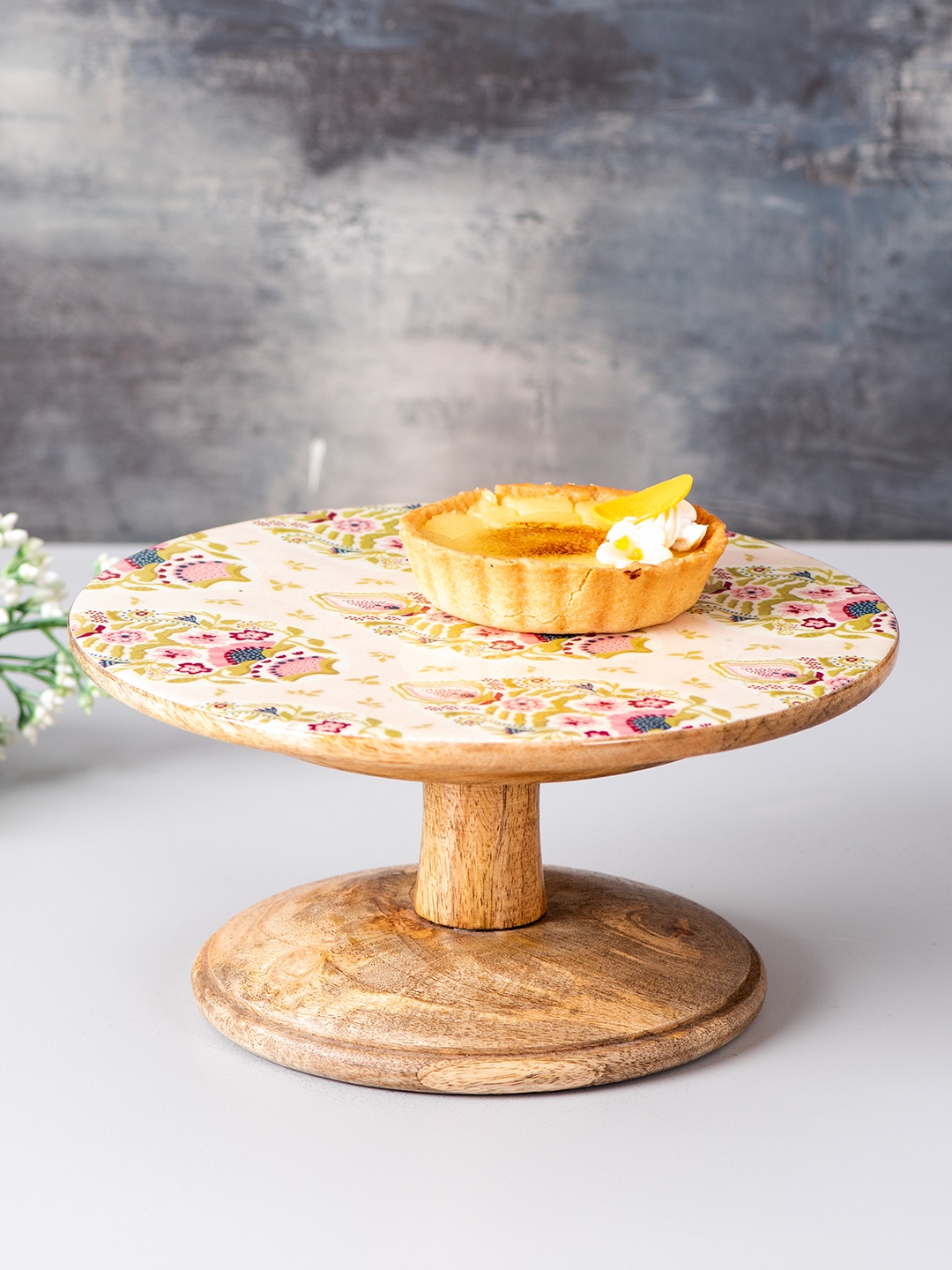 

nestroots Brown & Cream-Coloured Printed Cake Stand