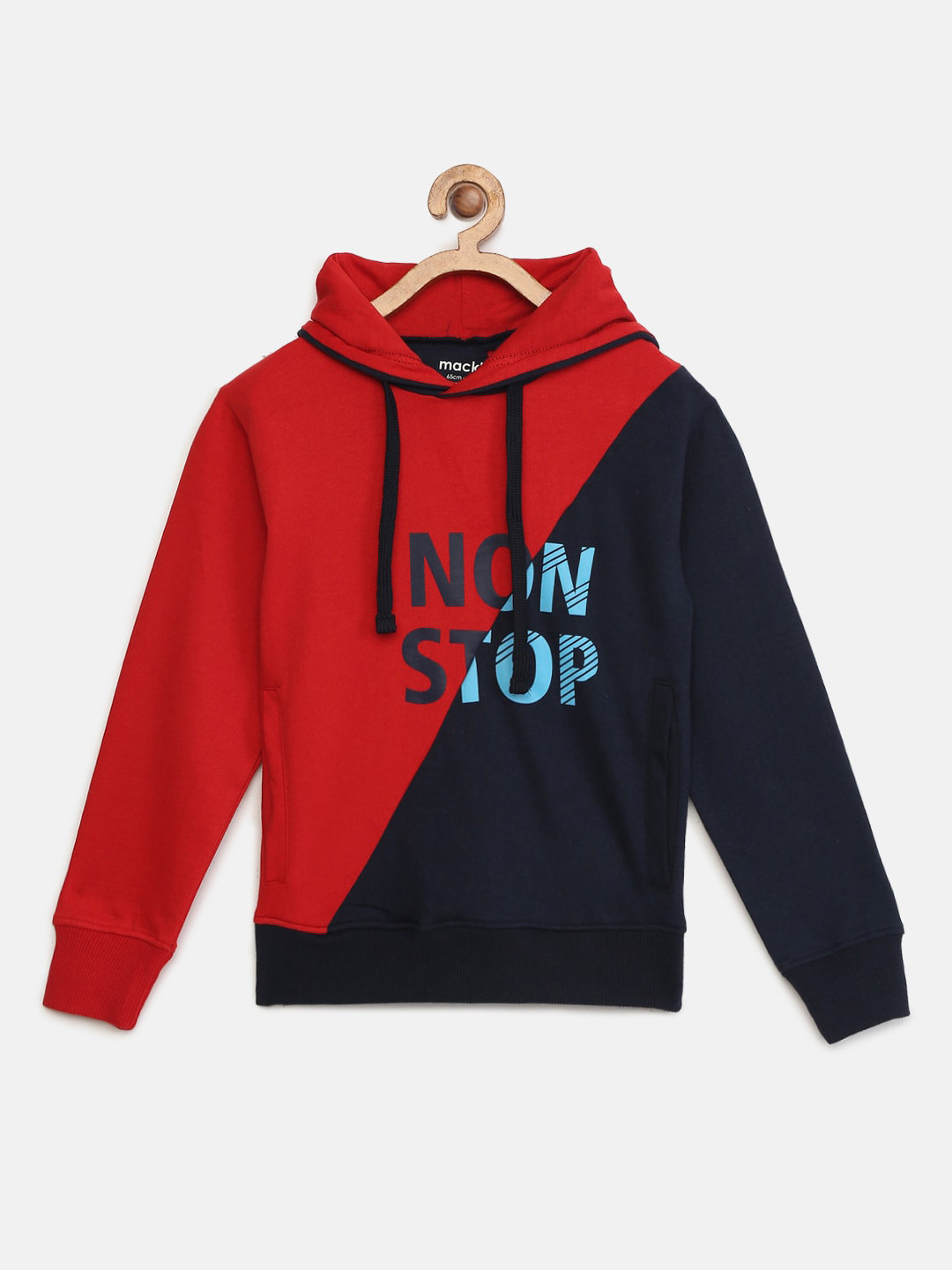 

mackly Boys Navy Blue & Red Printed Hooded Sweatshirt