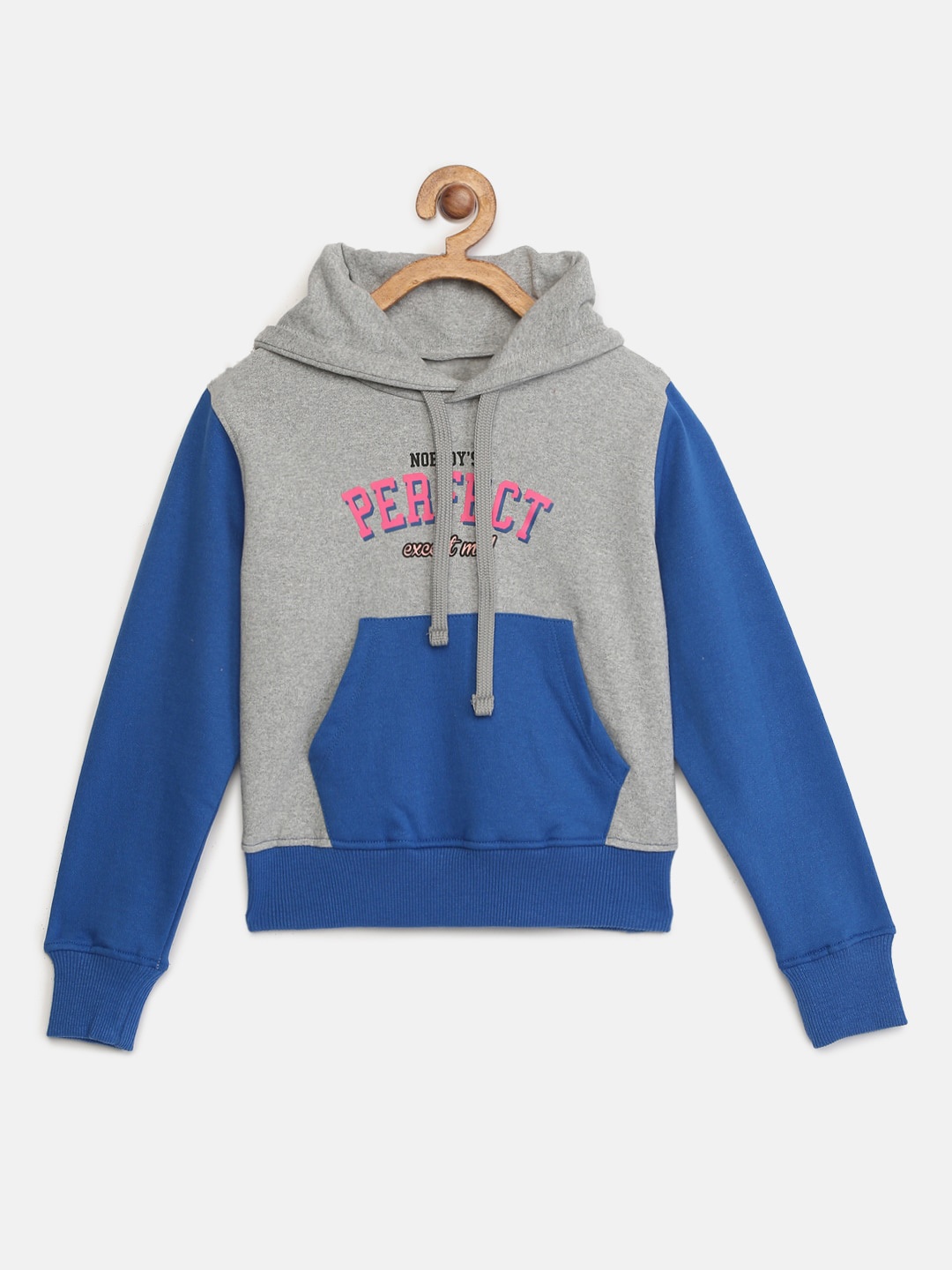 

mackly Girls Blue Colourblocked Sweatshirt