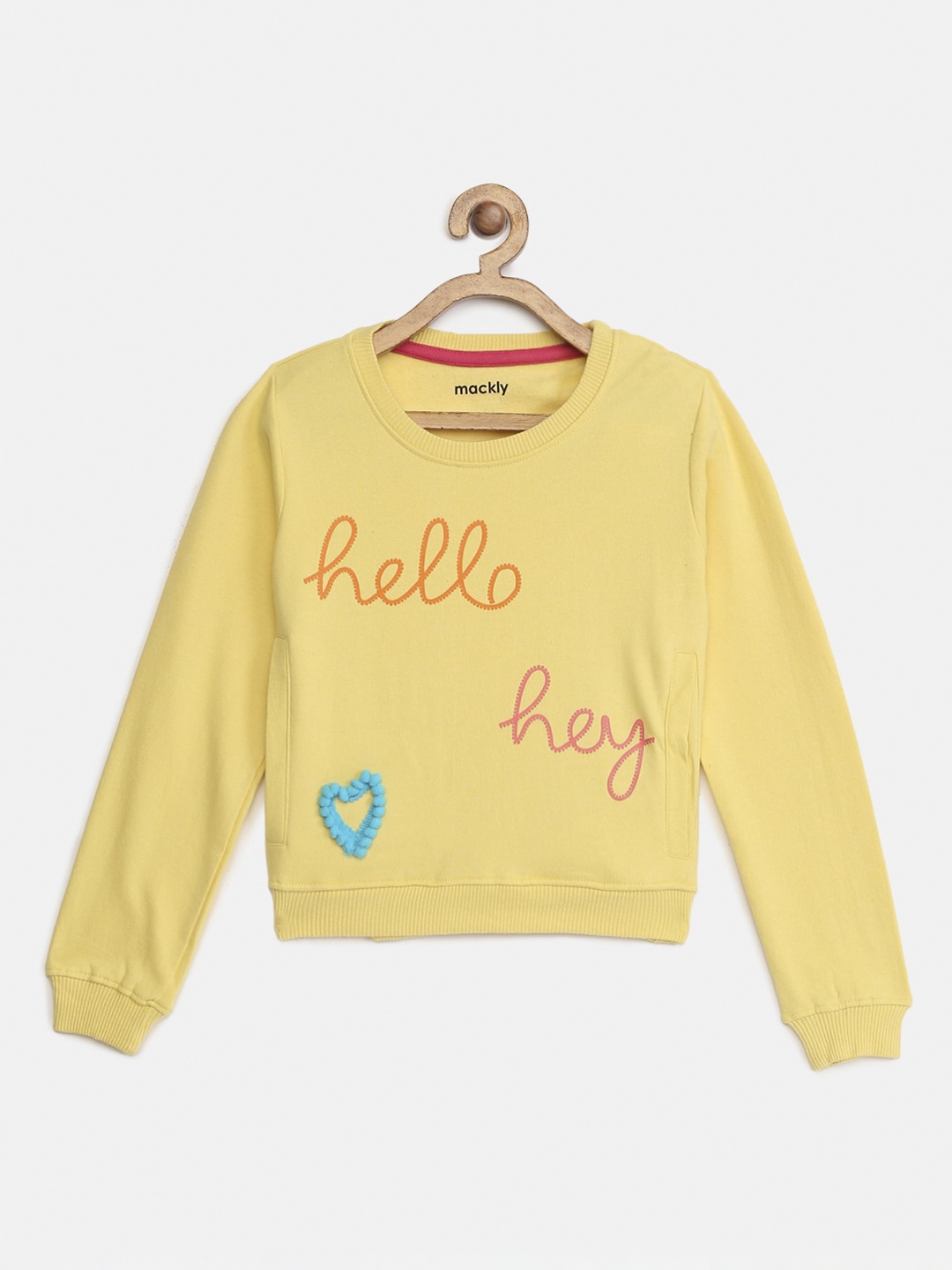 

mackly Girls Yellow Printed Round Neck T-shirt