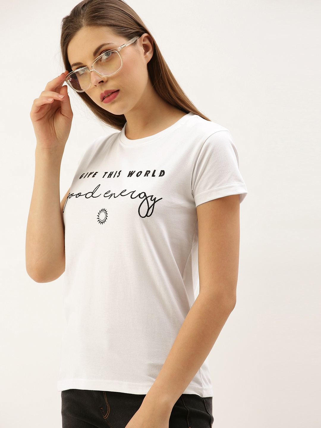 

DILLINGER Women White Printed Round Neck Regular Fit T-shirt