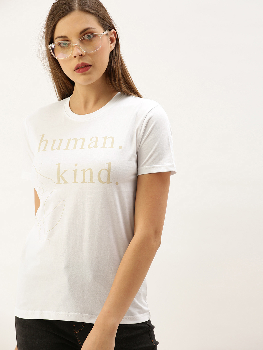 

DILLINGER Women White Printed Round Neck Regular Fit T-shirt