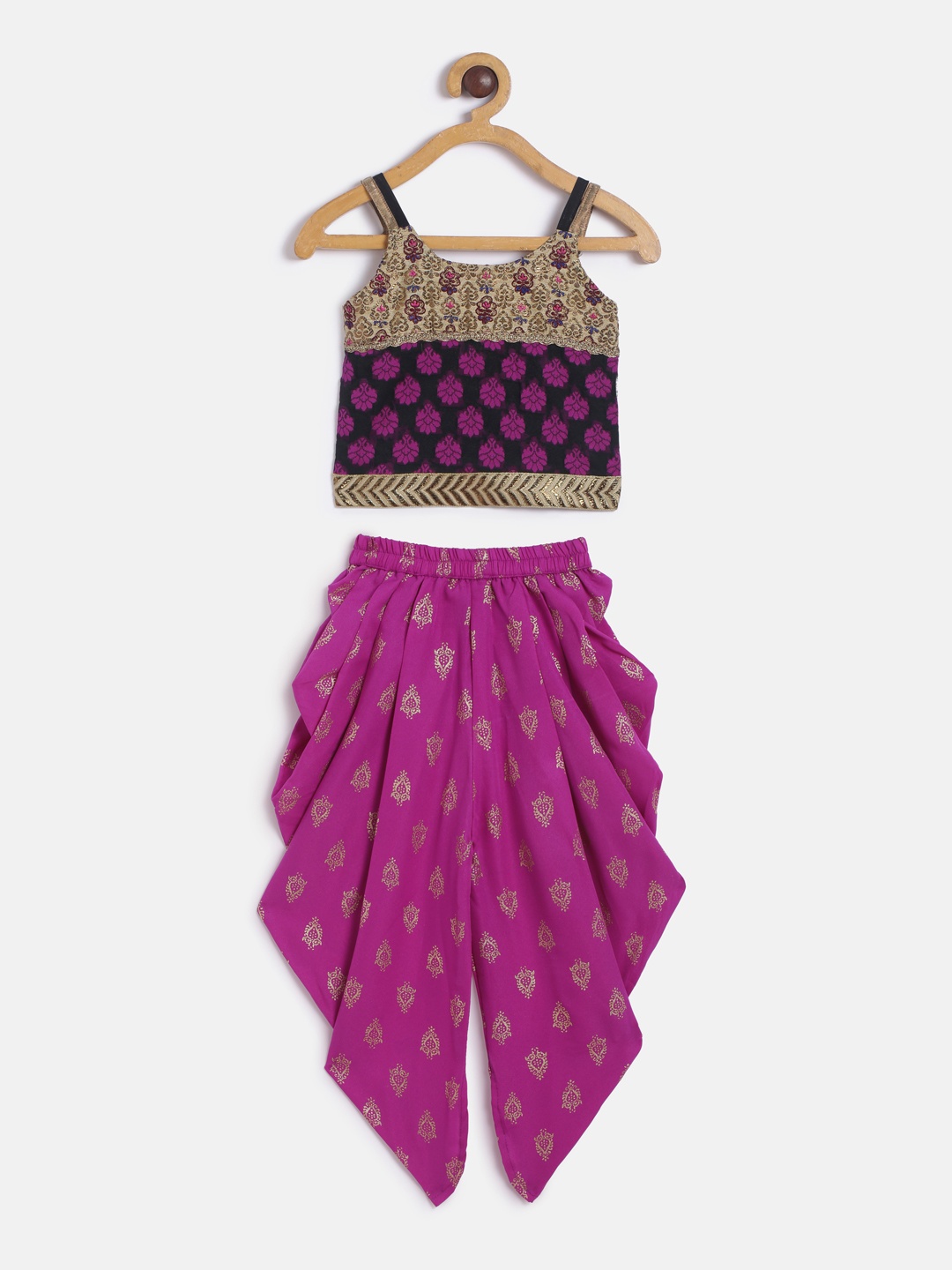 

Twisha Girls Purple Embellished Top with Dhoti Pants