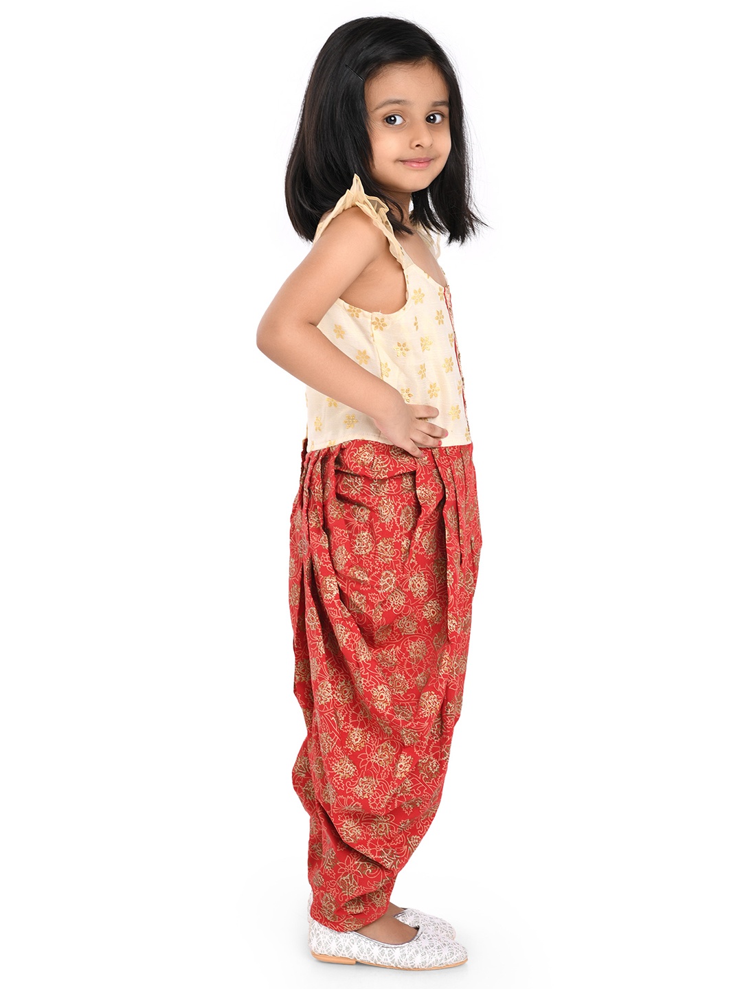 

Twisha Girls Red & Off-White Printed Ethnic Jumpsuit