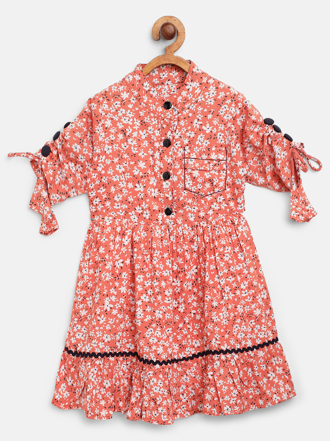 

Bella Moda Girls Orange & White Ditsy Floral Print Fit & Flare Dress