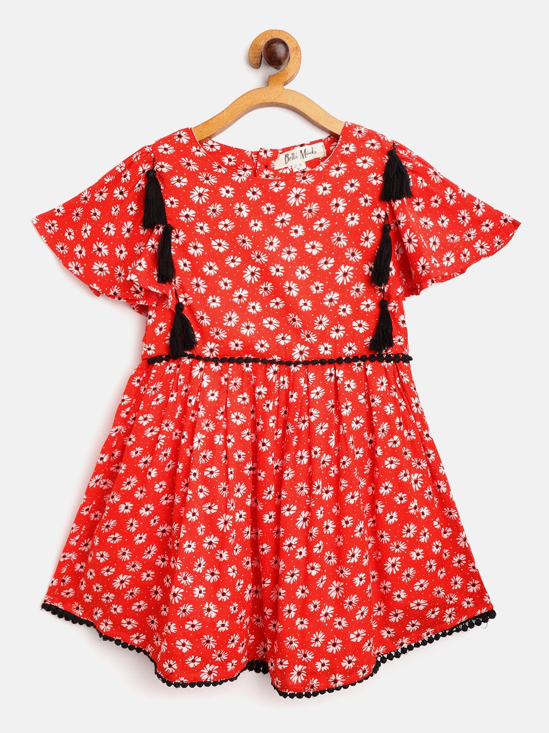 

Bella Moda Girls Orange & White Floral Print Fit and Flare Dress
