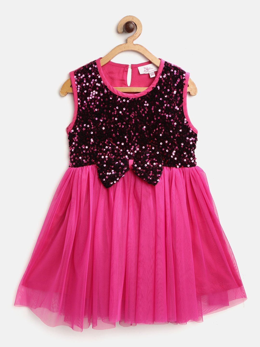 

Bella Moda Girls Pink & Black Sequinned Fit & Flare Dress