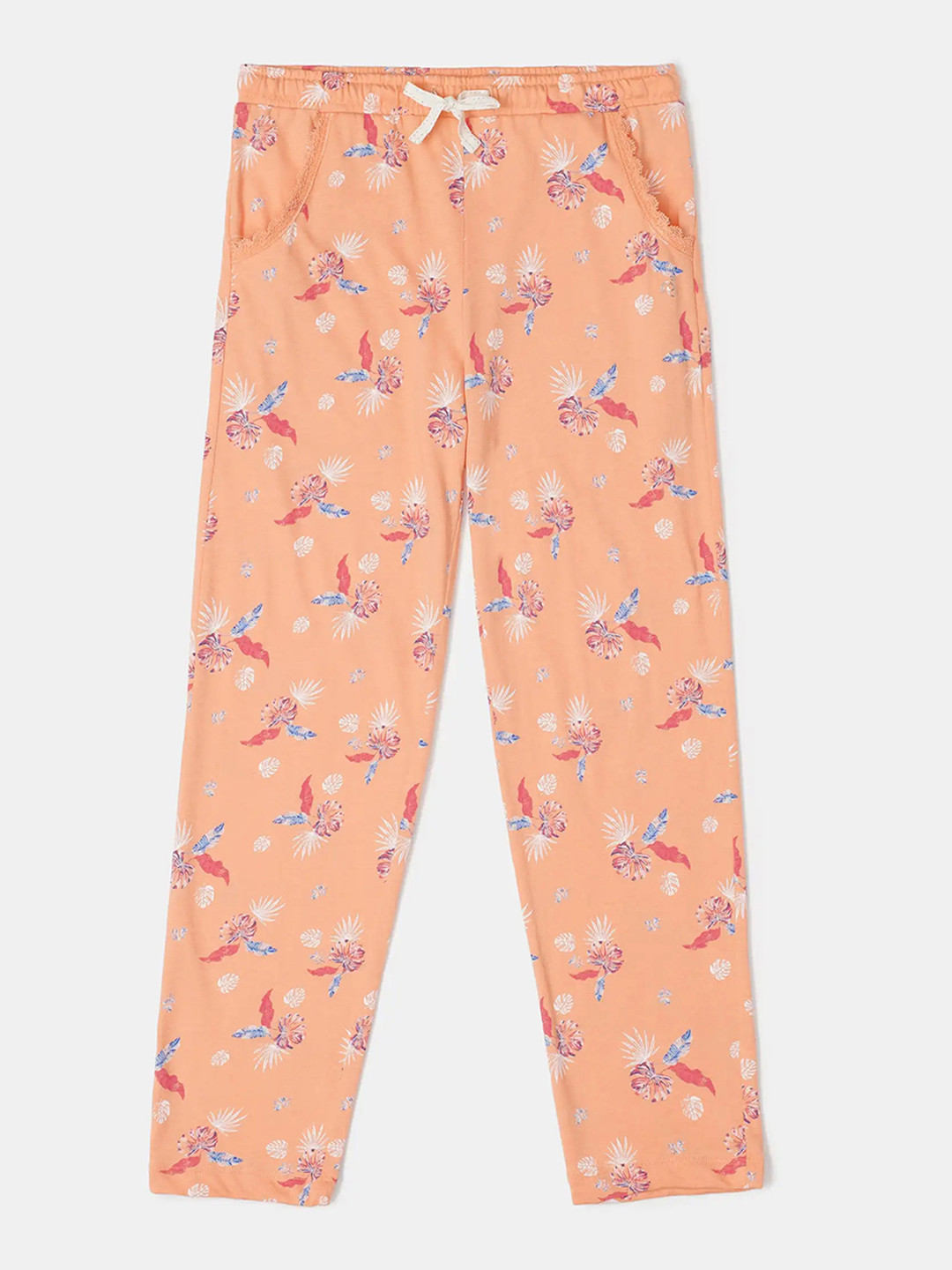 

Jockey Girl's Cotton Printed Relaxed Fit Pyjama With Drawstrings Closure-RG04, Orange