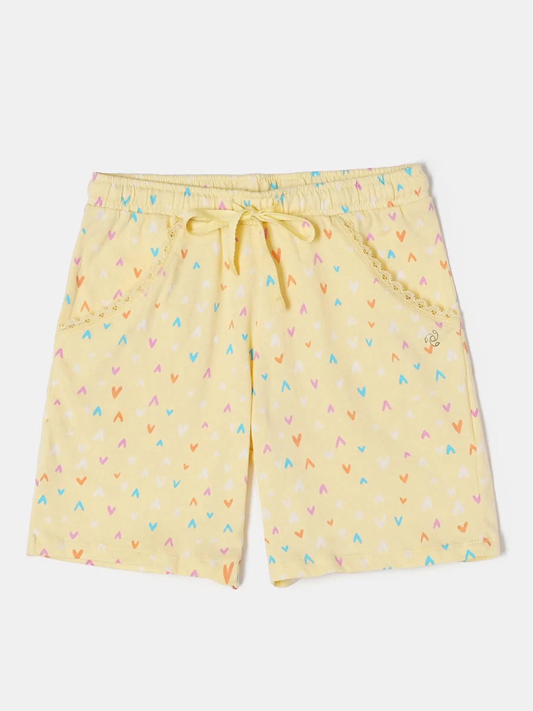 

Jockey Girls Cotton Printed Relaxed Fit Shorts With Drawstrings Closure-RG03, Yellow