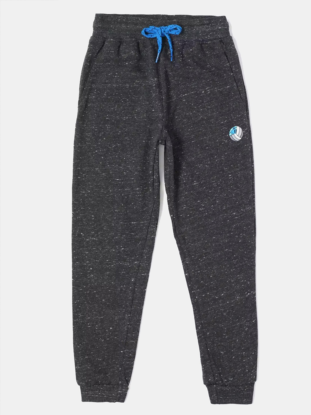 

Jockey Boys Super Combed Cotton Rich French Terry Printed Drawstring Closure Joggers-AB06, Charcoal