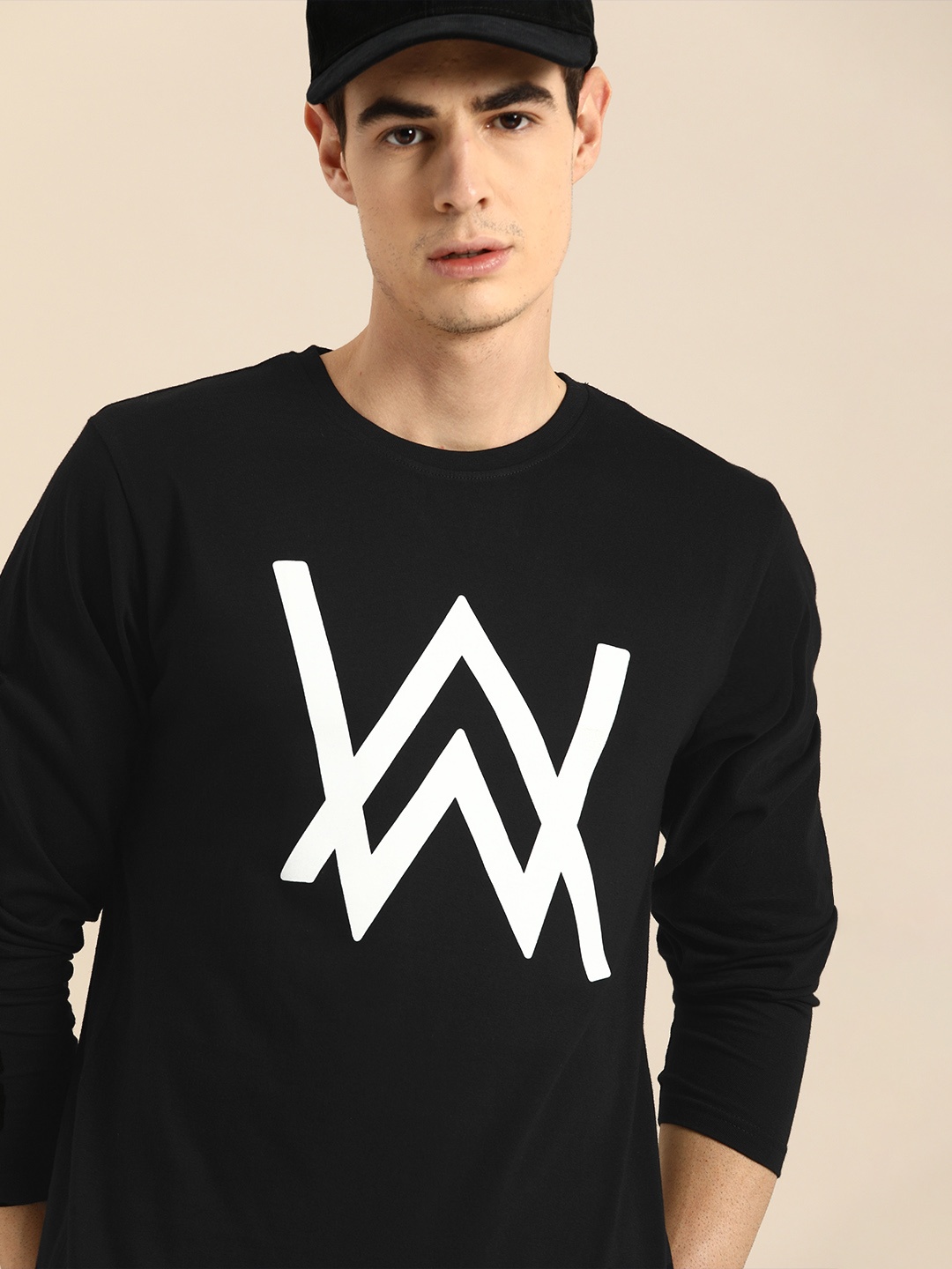 

Bewakoof Men Black A.W. Music Glow In Dark Printed Round Neck Pure Cotton T-shirt